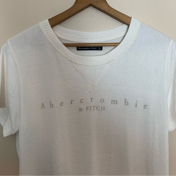 [Abercrombie & Fitch] Ivory White Soft Coy Short Sleeve Loungewear Top - Picture 2 of 8